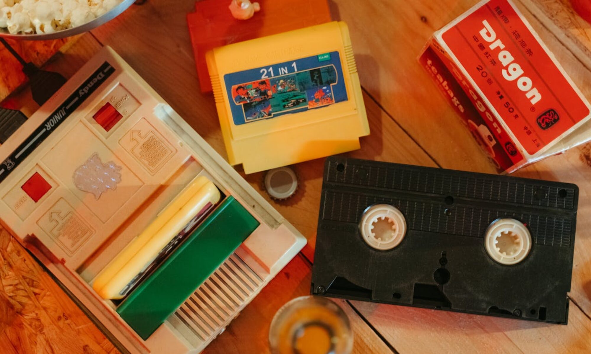 Family Computer on a Wooden Surface